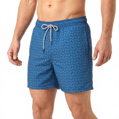 RIPT Essentials Bañador para Hombre Shorts de Baño con Protección Solar UV 50 de Secado Rápido, Estampado Remolino Azul, M