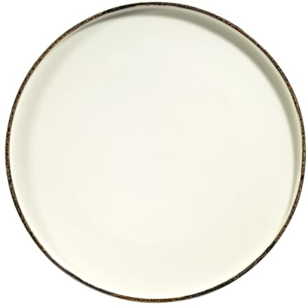 METRO Professional plato llano Ateo de porcelana, 24 cm de diámetro, beige con decoración marrón, apto para microondas y lavavajillas, 6 unidades