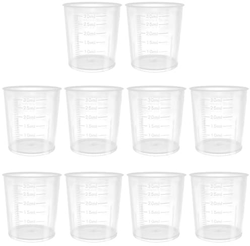 QIRUIRED 10 Stück 30ml Messbecher aus Kunststoff - Präzisions-Meßbecher für Epoxidharz Farbmischen Labor & Kochen | Küchenzubehör & Malbedarf