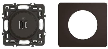 LEGRAND - Prise 2 USB Céliane 15W Type-A+C enjoliveur Noir et support avec Plaque Céliane 1 poste - Noir Mat emballage GD