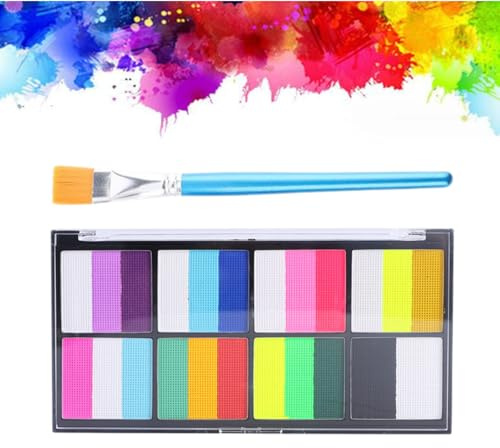 Christmas Rainbow Face Paint Palette - 18 Colours Face Painting Kit, Gentle Face Paints Set for Parties & Body Art, Vibrant Facepaints Set with Brush, Multicolor, Festival