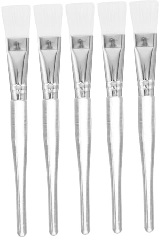 Healvian 5 Stück Teiliges Gesichtsmaske Pinsel mit Transparentem Griff Wiederverwendbarer Nylon für Gleichmäßiges Auftragen von Schlamm und Feuchtigkeitsmasken Hautpflege Werkzeug für Damen