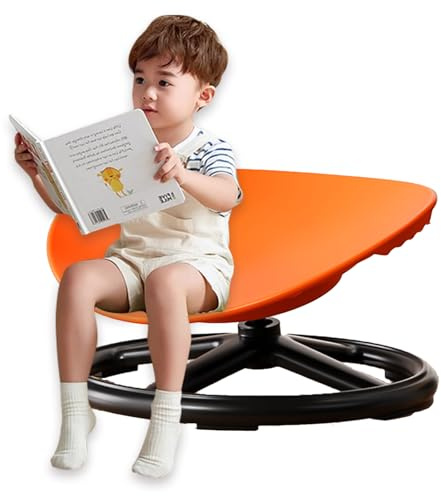 Snurrstol För Autistiska Barn, Sensorisk Snurrstol För Barn Med Säkerhetshandtag Och Halkfri Design, Robust Metallbas För Småbarn Med Autism Och Adhd orange