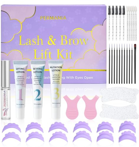 PERMANIA Kit Rehaussement de Cils, Lash Lift Kit at Home, Rehaussement Cils pour Débutant avec Open‑Eye Pads Silicone, Set Complet DIY avec Lotion Douces et Outils Essentiels