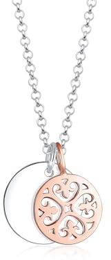 Elli Halskette Kreis Plättchen Anhänger 925 Silber Rosé 18K Vergoldet | Bicolor, Ornament, Kette Damen, Schmuck Geschenke für Frauen Mädchen Mama Freundin, Silberkette, Länge 45 cm