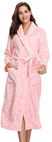 Vlazom Vestaglia Donna Invernale in Pile Morbido Accappatoio Elegante per Casa Natalizio