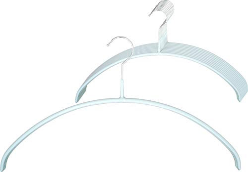 MAWA Kleiderbügel, Set mit 10 hochwertigen, platzsparenden, rutschfesten Kleiderbügeln, ideal für T-Shirts und Pullover, mit 360° drehbarem Haken und Rutschfester Beschichtung, 36 cm, Weiß