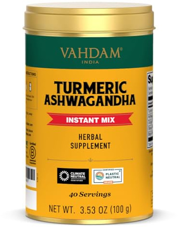 VAHDAM, Turmeric Ashwagandha - Ashwagandha with Turmeric, Ginger & Black Pepper | Non-GMO & Gluten Free | HERBAL SUPPLEMENT - 40 Servings