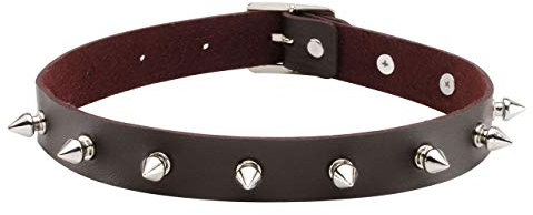 Eigso braun Steampunk Retro Vintage Choker PU Halsband mit Nieten für Frauen Männer