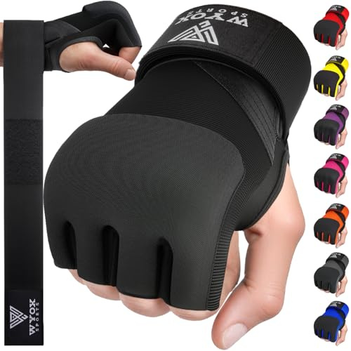 WYOX Guantes interiores de boxeo de gel para hombres y mujeres, correas de muñeca rápidas de 80 cm, protección acolchada de nudillos para Muay Thai Kickboxing, vendas de mano para boxeo y artes