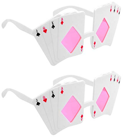 Amosfun 2 Stück Halloween-Brillen Neuheit Spielkarten Maskerade Eyewear Foto-Requisiten für Poker-Themen-Party Prop (Weiß)