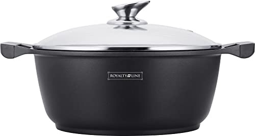 ROYALTY LINE, pentola in alluminio da 30 cm, rivestimento antiaderente marmo, manici in silicone, compatibile con tutte le fonti di calore, ideale per una cucina sana, colore marmo