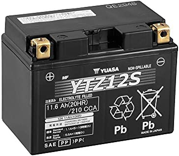 Motorradbatterie Yuasa YTZ12S AGM - Wartungsfrei - 12 V 11 Ah - Maße: 150 x 87 x 110 mm