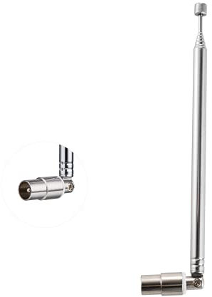POBADY TV Male Plug Connector Telescopic Antenna 7 Sections PAL Telescopic Antenna 71.5cm/28IN for DVB-T DVB-T2 TV FM AM Stereo Reception