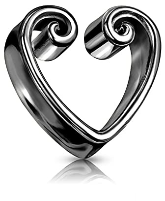 beyoutifulthings Ohr-Tunnel Vintage-Herz Gold Ohr-piercing Chirurgenstahl Ohr-Schmuck Plug 8-25-mm Sattel-Verschluss