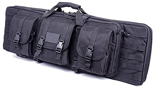 Lang Waffen Gewehrtasche, 2 Langwaffen Doppel Abschließbar Gewehrfutteral Lockable Pouches Compartments for Magazine Storage and Other Tools Tasche Zum Schutz Eines Gewehrs Black,120cm