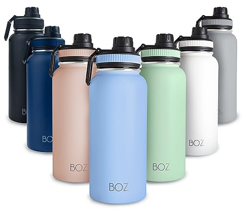 BOZ Borraccia Termica 1 Litro in Acciaio Inossidabile a Doppia Parete (Azzurro), Bottiglia Termica per Bevande Fredde e Calde, Borraccia Acciaio Inox Priva di BPA, Thermos Senza Retrogusto Metallico