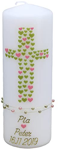 Christ-Kerzen Hochzeitskerze Pia und Peter mit Namen und Datum, individuell, handverziert 1231