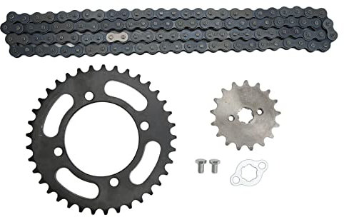 Akozon chain sprocket kit, 420 Chain 155mm 37T Front 17T Rear Sprocket and Set for Universal Fit to Dirt Mini Bikes ATV Go Kart