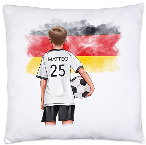 Kiddle-Design Fussball Kissen Personalisiert WM Weltmeisterschaft Namen Fußball Personalisiert Fanartikel Kinder Jungs Mädchen Fußballfan