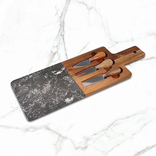 Künstliches Marmor-Käsebrett mit 3-teiligem Käseschneider-Set KitchenTools