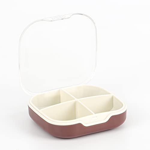 ALXBSONE Pillenbox 4 Fächer Tragbare Tablettenbox Reise Klein Medikamentenbox Mit füR Medikamente, Vitamine, FischöL, NahrungsergäNzungsmittel Usw(Violett)