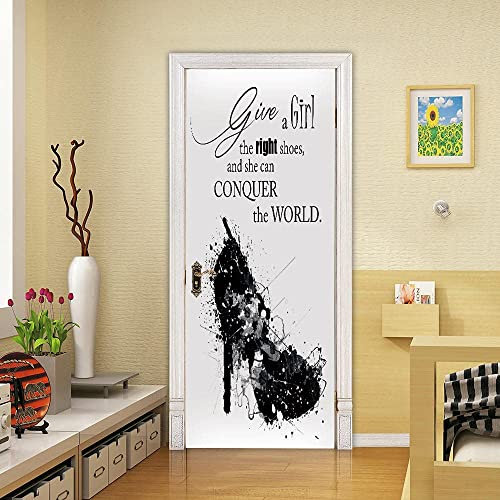 Türfolie Türtapete Türposter Selbstklebend 3D Fototapete Klebefolie Tür Mit Motiv Türaufkleber Kinderzimmer Schwarze High Heels 77 X 200 Cm