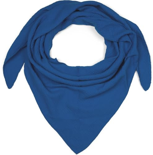 styleBREAKER Damen Musselin Dreieckstuch aus 100% Baumwolle | Weiches und leichtes Halstuch für Damen Unifarben | Stylisches Tuch für jede Jahreszeit - Made in Italy, 196 x 84 cm, Farbe:Royalblau