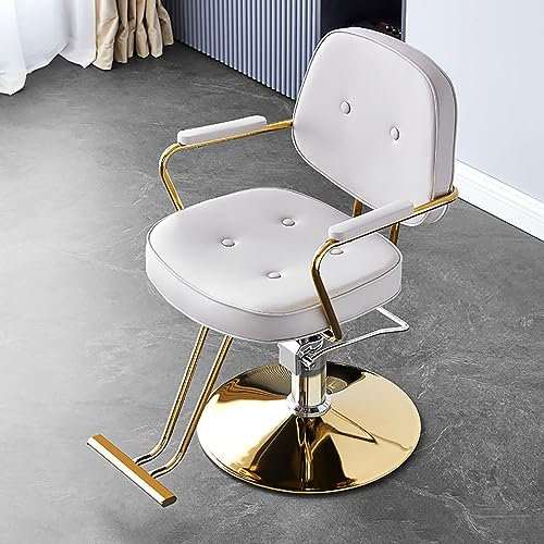 NAKEAH Salonstuhl für Friseur | Klassischer Friseurstuhl W 360 Grad Dreh- und Hydraulikpumpe | Einstellbarer Sessel der Schönheit Spa Height für Friseur Tattoo Shop,Gold,C