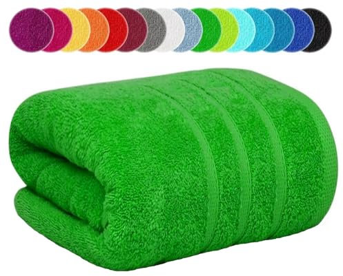 Teli da bagno jumbo extra large 100x200cm di grandi dimensioni per bagno XXL asciugamani da bagno super morbidi 100% cotone egiziano telo da spiaggia avvolgente per il corpo 600-GSM (verde lime, 1)
