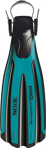 SEAC Propulsion, Pinne da Subacquea con Cinghiolo Regolabile, Made in Italy, Tiffany, L/XL