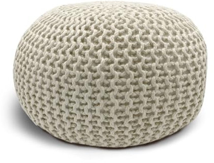 casamia Pouf Ø 55 o. 45 cm Strickhocker Sitzpouf Bodenkissen Premium Outdoor nachhaltig Größe ø 45 cm, Farbe beige - lipizano