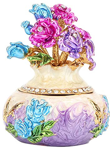 Décoration de Boîte à Bibelots Peinte à la Main, Boîte à Bijoux à Charnière en Métal de Style Vase, Boîte à Bijoux à Charnière Décorative, Organisateur de Boîte à Bibelots à