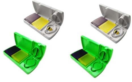 SOLUSTRE 4 Stück Pillenetui im ​​Taschenformat Tablettenbrecher Pillendose für die Handtasche kleine Pillendose Pillenschneider Medikamententeiler Tablettenschneider tragbar Spender