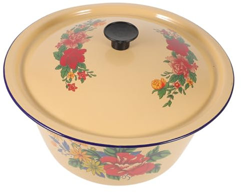 FUNOMOCYA Enamel Soup Pot and Stew Pot Lid 26cm Deep Large Capacity for Kitchen and Baby Food Household Casserole