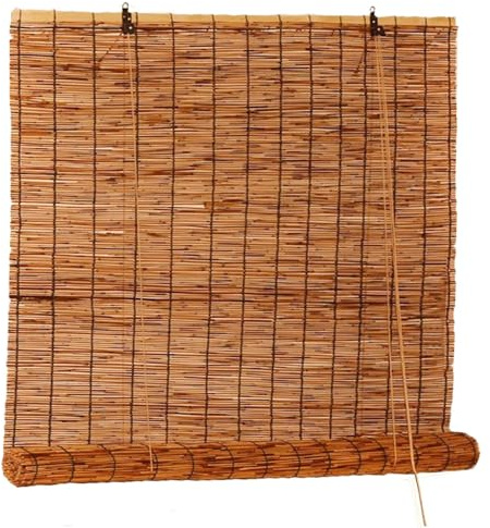 FEIHAS Bambusrollo Für Innen/Freien, Bambus Rollo, Natürliches Schilf Rollos, 50 65 70 90 100 115 140 150 160cm Breite Sichtschutz Bambus Raffrollos Sonnenschutz Rollos