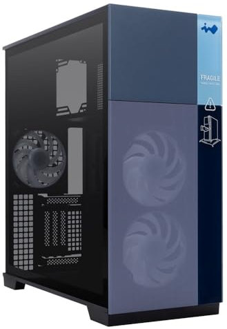 InWin F5 Black E-ATX Full Tower Computer Case with Tempered Glass, Mesh Panels, Customizable Front Bezels, and Offers ATX Back Connect Motherboard Support