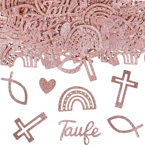 ALEGRE® Streudeko Taufe Deko Konfetti, 100 Stück Tischdeko Taufe Mädchen | Kommunion Deko Konfetti, Tischdeko Kommunion, Fisch Deko Confetti für Babyparty Babyshower Konfirmation