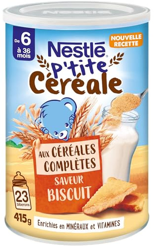 NESTLÉ BÉBÉ - P'TITE CÉRÉALE SAVEUR BISCUIT AUX CÉRÉALES COMPLÈTES DES 6 MOIS BOÎTE 415G
