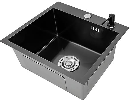Lavello da Cucina per la casa Lavello da 40x45 cm Lavello in Acciaio Inox Lavello da Incasso Quadrato Lavello da sottopiano Lavello da Cucina Set Completo (Lavello + Dispenser di s