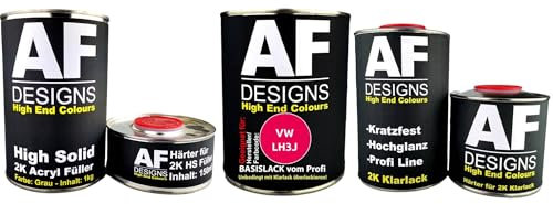 Alex Flittner Designs FÜR VW LH3J Himbeerrot Autolack Set 2K HS Grundierung 2K Klarlack kratzfest Lackierung Smart Repair