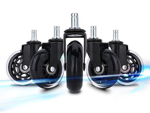 NK Ruote per sedie da ufficio 11 mm x 22 mm nero - Ruote per tutti i pavimenti, Sedie girevoli, non segni, ruote di ricambio, max 250 kg
