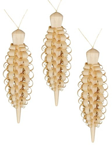Zapfen 3er Set 8 cm Spanbaum Weihnachtsdeko Erzgebirge Baum Handarbeit Holzkunst Buettner
