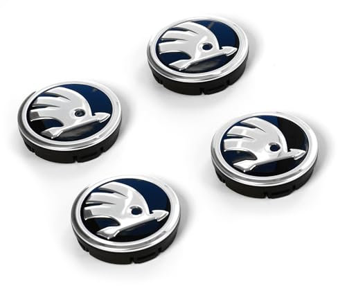 Skoda 5E3071213 Radnabenkappen (4 Stück) Radzierkappen Nabenkappen Felgendeckel Radkappen, schwarz/Silber *** Abmessungen vorab an der Felge prüfen! ***