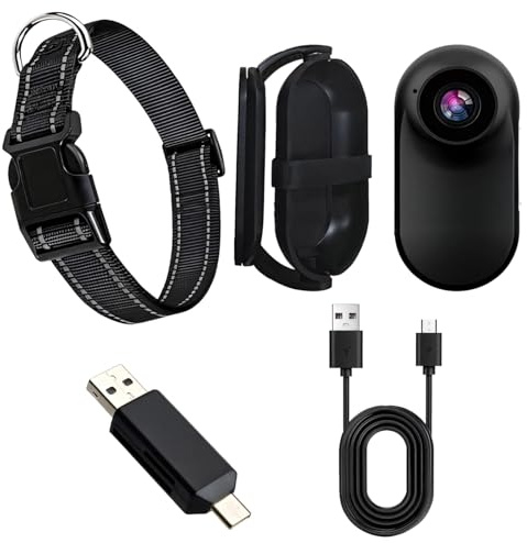byepica Pet Action Kamera mit verstellbarem Halsband und 360° Halterung für Katzen und Hunde, USB & OTG-Adapter im Lieferumfang enthalten
