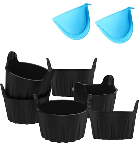 6PCS Ramekins for Air Fryer,Air Fryer Accessories Poached Egg Moulds,Silicone Egg Poacher Cups for AirFryer, Microwave and Oven