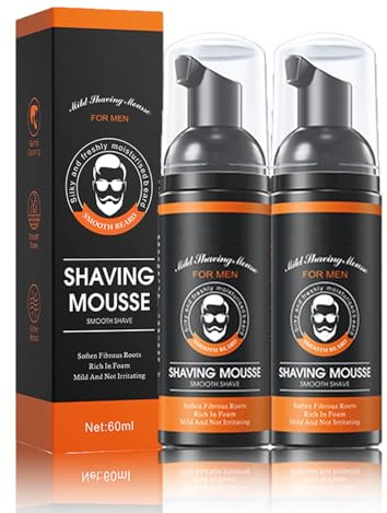 Schäumendes Rasiermousse, Rasierschaum Reisegröße, Rasierschaum Männer, Moisturising Shaving Rasiermousse, Hautberuhigend and Sanfte Rasur für Empfindliche Haut (2PC)