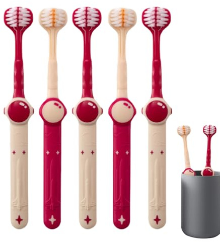 Spazzolino da Denti a Tre Lati per Bambini - 5 Spazzolini Morbidi Stile Spazio,Strumento Riutilizzabile Per Cura Gengivale Delicata E Spazzolamento, Per Bambini 3-12 Anni, Per Viaggio, Bagno E