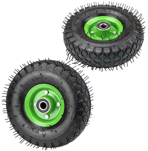 Pneumatico e ruota da 10 4.10/3.50-4 con foro e cuscinetti da 20 mm, offset mozzo da 2,76, ricambio per carrello a mano, carriola, carrello da giardino, carrello per sacchi 8''/2.50-4