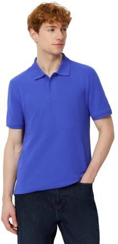 Amazon Essentials Men's Slim-Fit Cotton Pique Polo Shirt, Blue, L